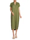 Saks Fifth Avenue Women's 100% Linen Midi Shirtdress In Olive