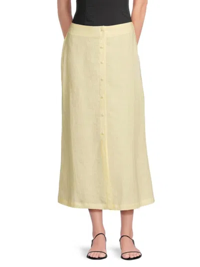 Saks Fifth Avenue Women's 100% Linen Midi-skirt In Yellow