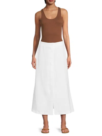 Saks Fifth Avenue Women's 100% Linen Midi-skirt In Blue