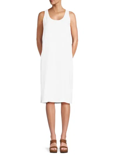 Saks Fifth Avenue Women's 100% Linen Midi Tank Dress In White