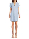 Saks Fifth Avenue Women's 100% Linen Mini Polo Dress In Chambray