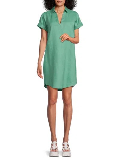 Saks Fifth Avenue Women's 100% Linen Mini Polo Dress In Sage