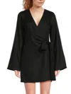 Saks Fifth Avenue Women's 100% Linen Mini Wrap Dress