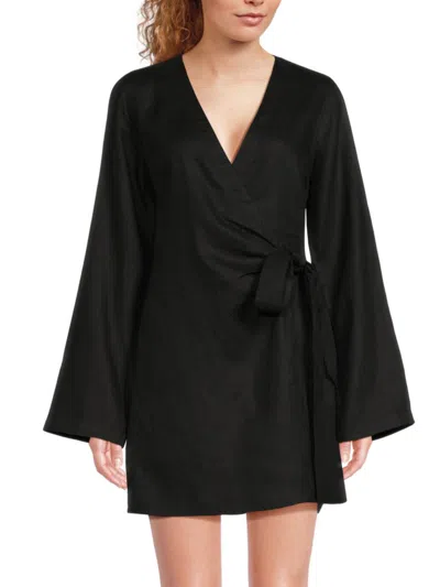 Saks Fifth Avenue Women's 100% Linen Mini Wrap Dress
