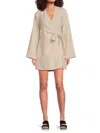 Saks Fifth Avenue Women's 100% Linen Mini Wrap Dress In Brown
