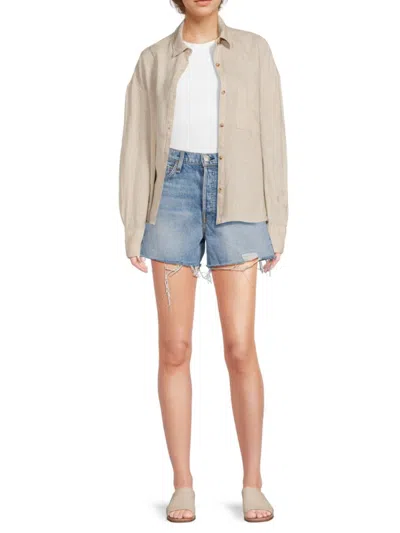 Saks Fifth Avenue Women's 100% Linen Oversized Shirt In Sand