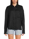 Saks Fifth Avenue Women's 100% Linen Oversized Shirt In Black