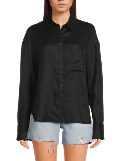 Saks Fifth Avenue Women's 100% Linen Oversized Shirt In Black
