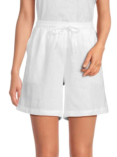 Saks Fifth Avenue Women's 100% Linen Pleat Front Shorts In White