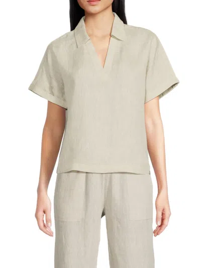 Saks Fifth Avenue Women's 100% Linen Relaxed Fit Boxy Top