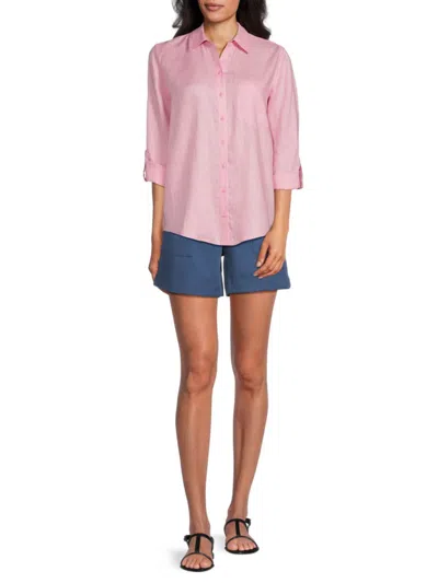 Saks Fifth Avenue Women's 100% Linen Relaxed-fit Shirt In Mauve Rose