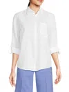 Saks Fifth Avenue Women's 100% Linen Roll-tab Button-down Shirt In White