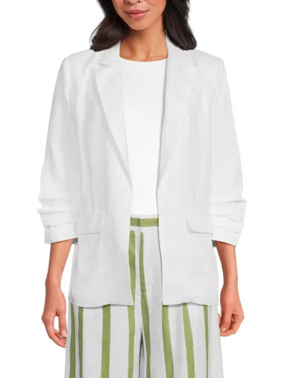 Saks Fifth Avenue Women's 100% Linen Ruched-sleeve Blazer In Red