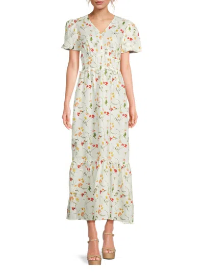 Saks Fifth Avenue Women's 100% Linen Ruffle-hem Maxi Dress In Botanical