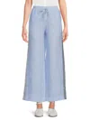 Saks Fifth Avenue Women's 100% Linen Sequin-side Drawstring Pants In Chambray Blue