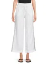 Saks Fifth Avenue Women's 100% Linen Sequin-side Drawstring Pants In White