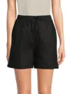 Saks Fifth Avenue Women's 100% Linen Sequin-side Drawstring Shorts In Black