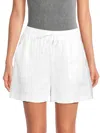 Saks Fifth Avenue Women's 100% Linen Sequin-side Drawstring Shorts In White