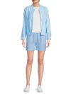 Saks Fifth Avenue Women's 100% Linen Sequin Stripe Bomber Jacket In Chambray