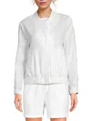 Saks Fifth Avenue Women's 100% Linen Sequin Stripe Bomber Jacket In White