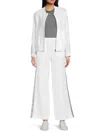 Saks Fifth Avenue Women's 100% Linen Sequin Trim Straight Pants In White