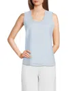 Saks Fifth Avenue Women's 100% Linen Shimmer-trim Tank In Chambray Blue