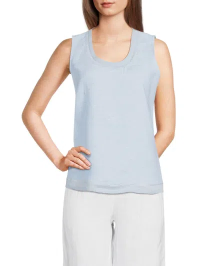 Saks Fifth Avenue Women's 100% Linen Shimmer-trim Tank In Chambray Blue