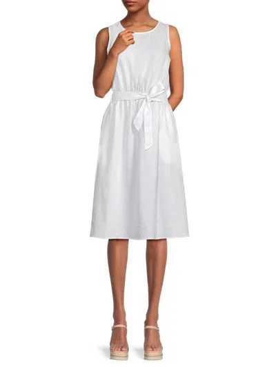 Saks Fifth Avenue Women's 100% Linen Sleeveless Mini Dress In White