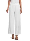 Saks Fifth Avenue Women's 100% Linen Smocked Wide Leg Pants In White