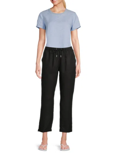 Saks Fifth Avenue Women's 100% Linen Straight Leg Pants In Black