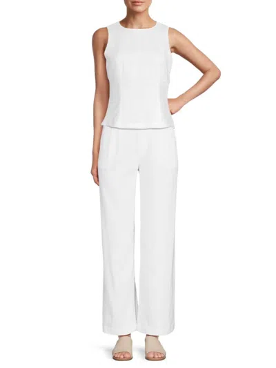 Saks Fifth Avenue Women's 100% Linen Tailored Fit Top In White