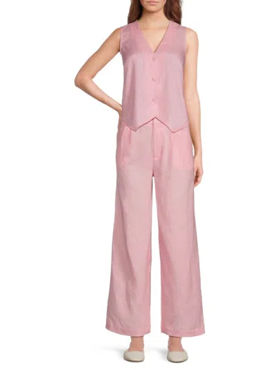 Saks Fifth Avenue Women's 100% Linen Vest In Mauve Rose
