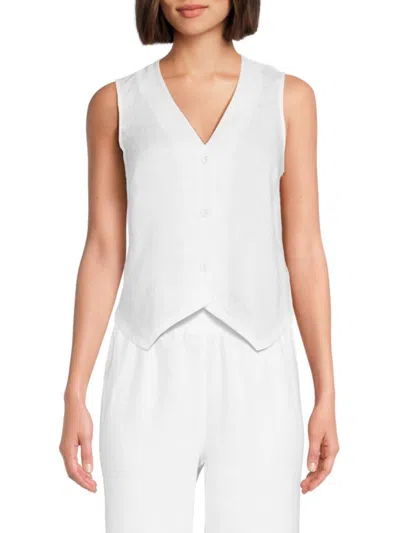 Saks Fifth Avenue Women's 100% Linen Vest In White