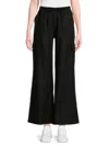 Saks Fifth Avenue Women's 100% Linen Wide Leg Cargo Pants In Black