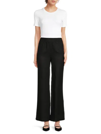 Saks Fifth Avenue Women's 100% Linen Relaxed Fit Pants In Black