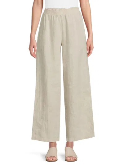 Saks Fifth Avenue Women's 100% Linen Wide Leg Pants In Neutral