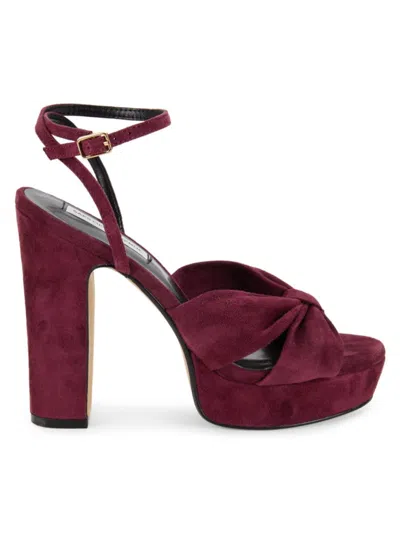 Saks Fifth Avenue Women's 127mm Shai Block Heel Crossover Sequin Platform Sandals In Burgundy
