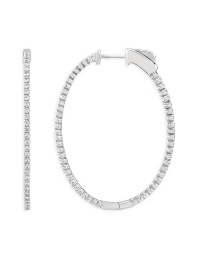 Saks Fifth Avenue Women's 14k Gold & 0.95 Tcw Lab Grown Diamond Hoop Earrings In White