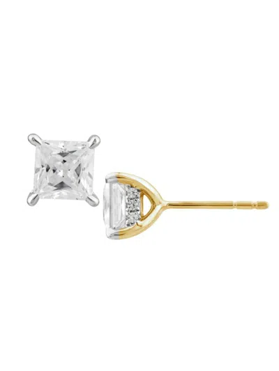 Saks Fifth Avenue Women's 14k Gold & 1.5 Tcw Lab Grown Princess Cut Diamond Stud Earrings In Yellow Gold