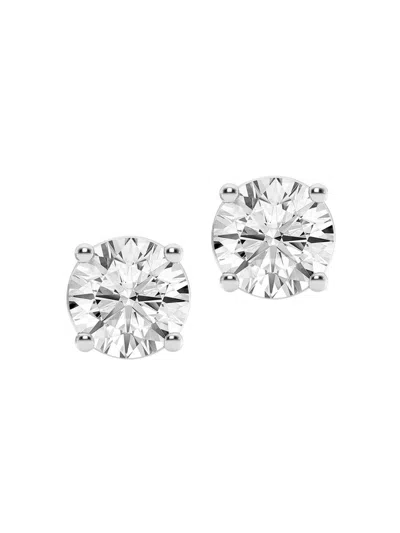Saks Fifth Avenue Women's 14k Gold & Diamond 4-prong Stud Earrings/0.50-8.00 Tcw In Silver