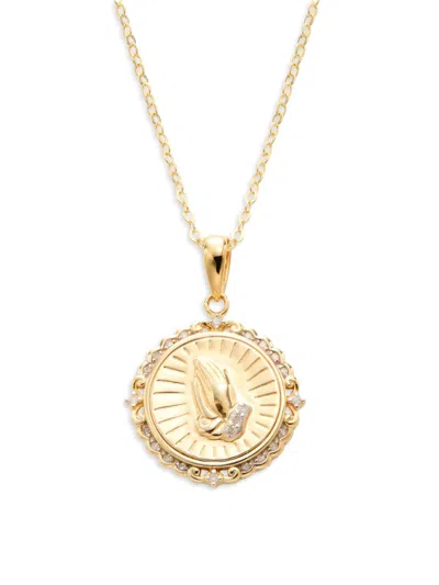Saks Fifth Avenue Women's 14k Goldplated Sterling Silver & 0.085 Tcw Diamond Pendant Necklace In Metallic