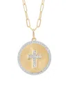 Saks Fifth Avenue Women's 14k Goldplated Sterling Silver & 0.1 Tcw Diamond Cross Pendant Necklace In Silver