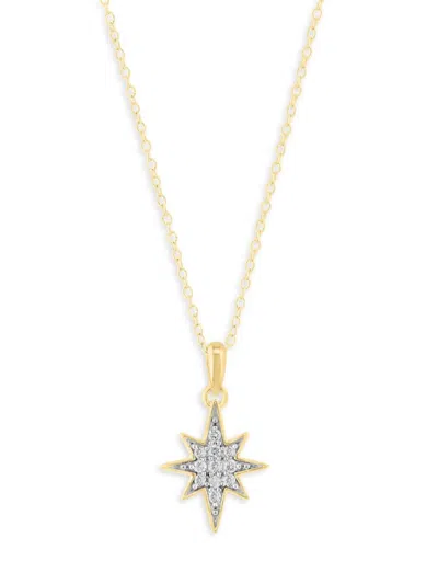 Saks Fifth Avenue Women's 14k Goldplated Sterling Silver & 0.16 Tcw Diamond Pendant Necklace In Gold Plate