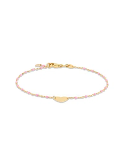 Saks Fifth Avenue Women's 14k Goldplated Sterling Silver & Enamel Beads Heart Chain Bracelet In Yellow Gold