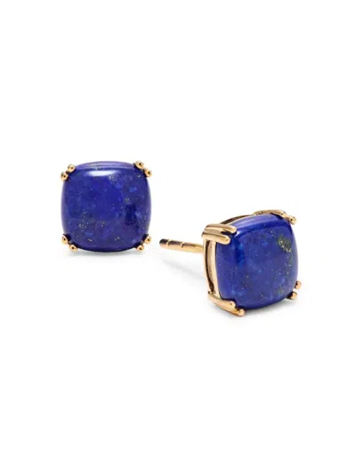 Saks Fifth Avenue Women's 14k Goldplated Sterling Silver & Lapis Lazuli Stud Earrings In Gold Plated