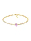 Saks Fifth Avenue Women's 14k Goldplated Sterling Silver, Created Pink & White Sapphire Bracelet In Pink