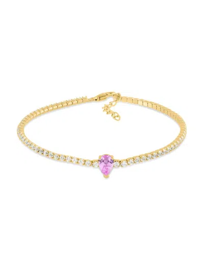 Saks Fifth Avenue Women's 14k Goldplated Sterling Silver, Created Pink & White Sapphire Bracelet