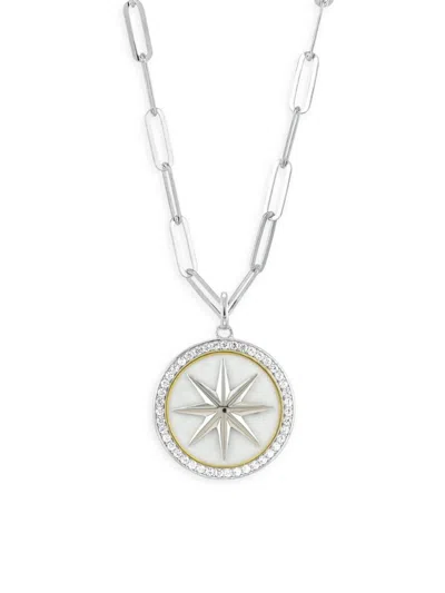 Saks Fifth Avenue Women's 14k Goldplated Sterling Silver, Enamel & Created White Sapphire North Star Pendant Necklace
