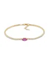 Saks Fifth Avenue Women's 14k Goldplated Sterling Silver, Pink & White Sapphire Bracelet In Pink