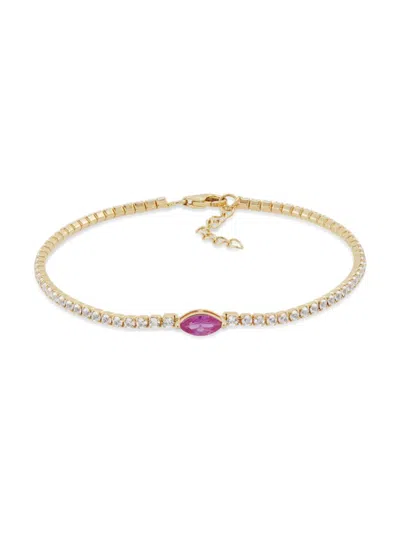 Saks Fifth Avenue Women's 14k Goldplated Sterling Silver, Pink & White Sapphire Bracelet